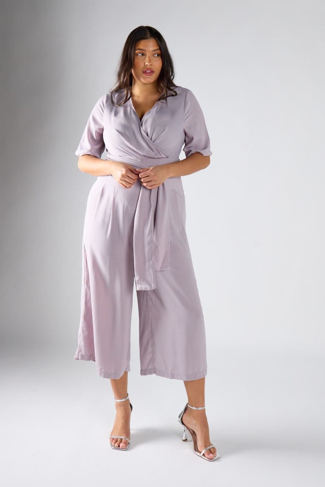 Shnoo Shnoo Women's Wide-Leg Cropped Jumpsuit in Light Grey