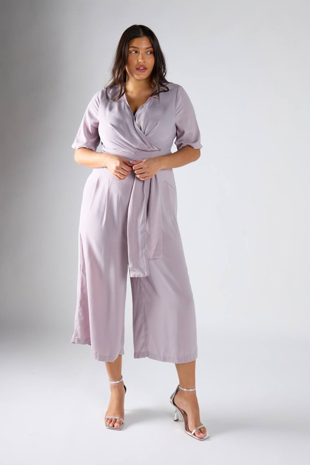 Shnoo Shnoo Women's Wide-Leg Cropped Jumpsuit in Light Grey - 3