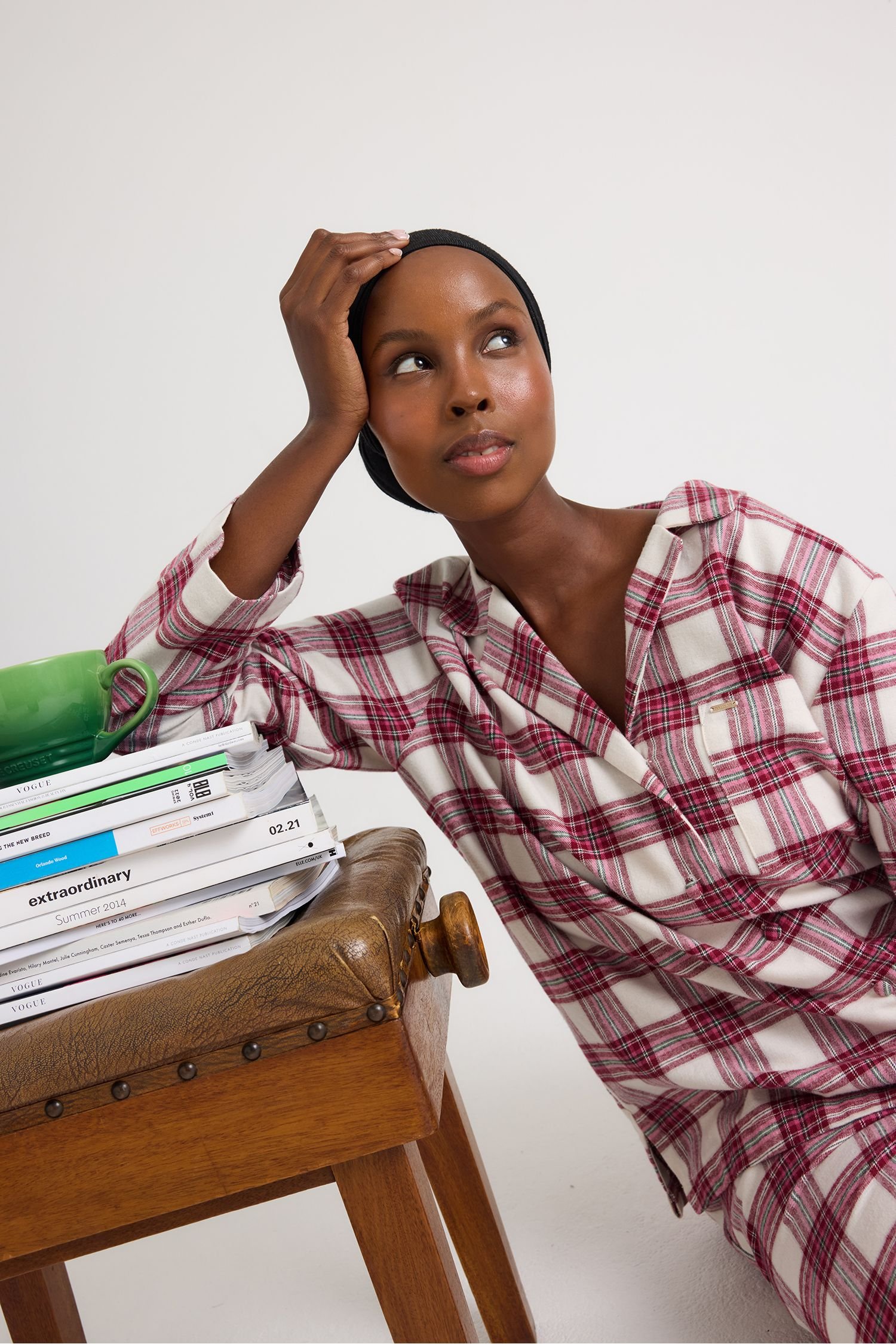 Pretty You London Pretty You London Women's Plaid Pyjama Set in Stone - 2