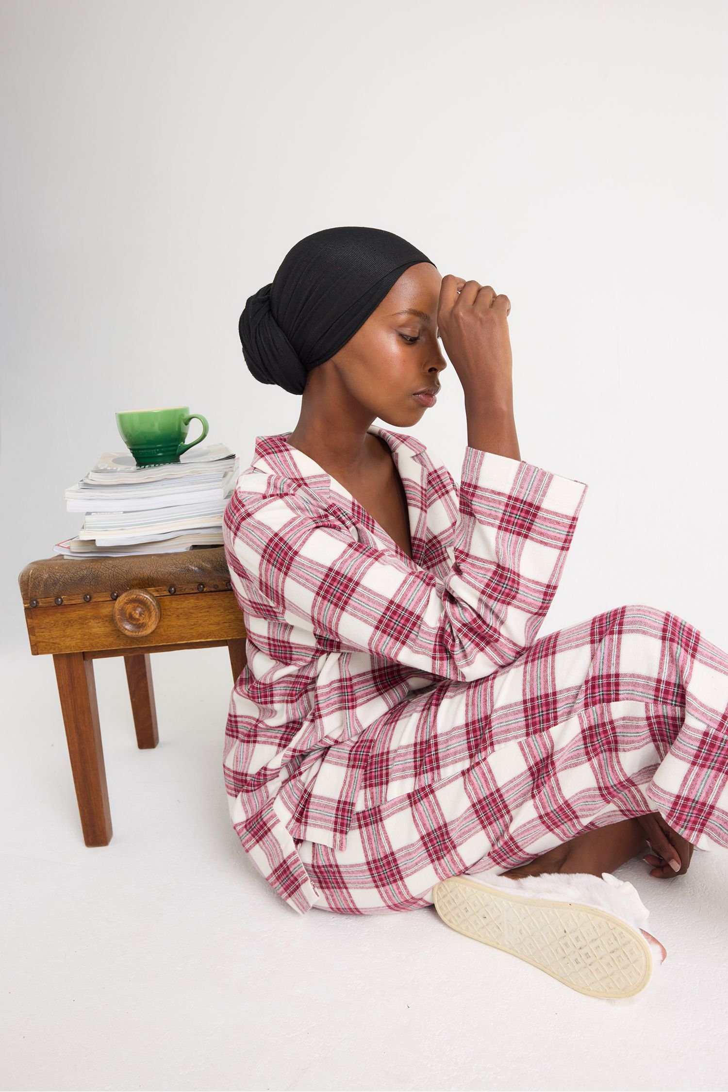 Pretty You London Pretty You London Women's Plaid Pyjama Set in Stone - 4