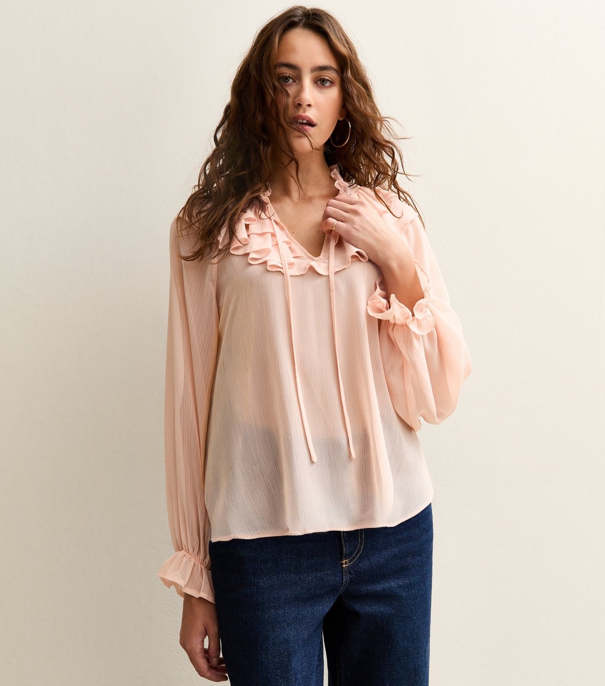 New Look Women's Pink Frill Trim Chiffon Blouse New Look - 3