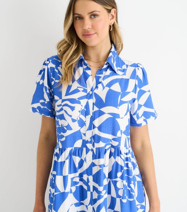 Gini London Women's Blue Aztec Print Maxi Shirt Dress Gini London New Look - 2