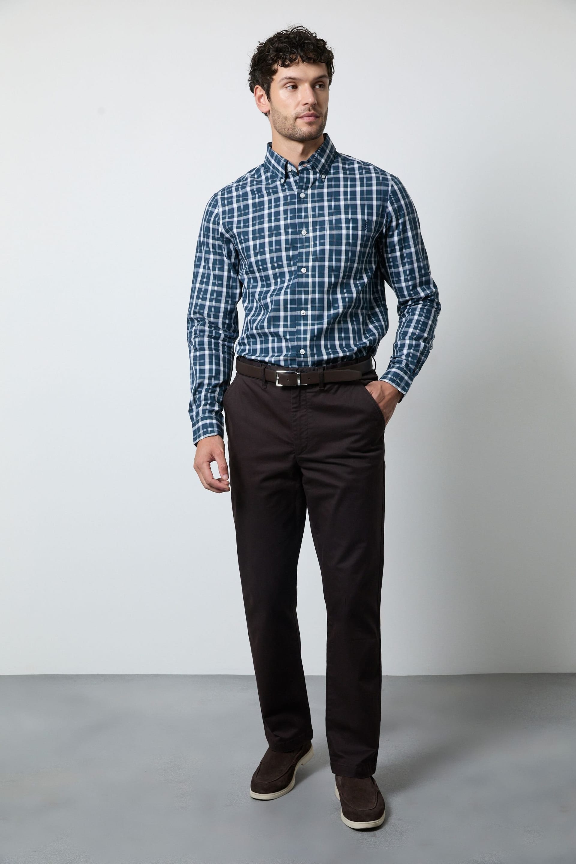 Maine Maine Men's Navy Tartan Check Long Sleeve Shirt - 4