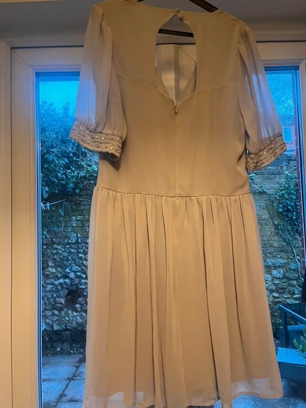 Lipsy Lipsy Silver Embellished Wrap Dress – UK 16