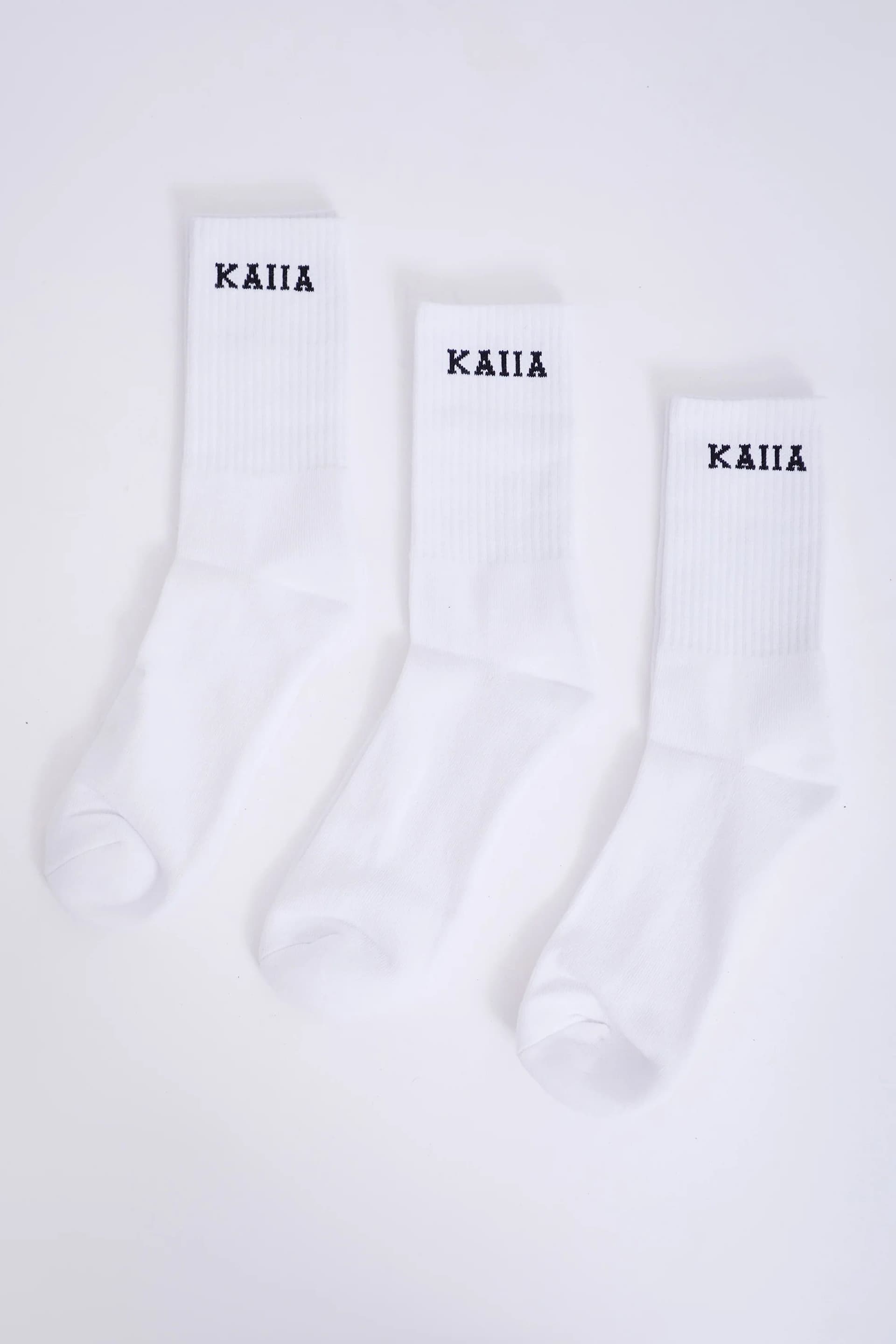 Kaiia Kaiia White & Black Logo Longline Socks Pack of Three
