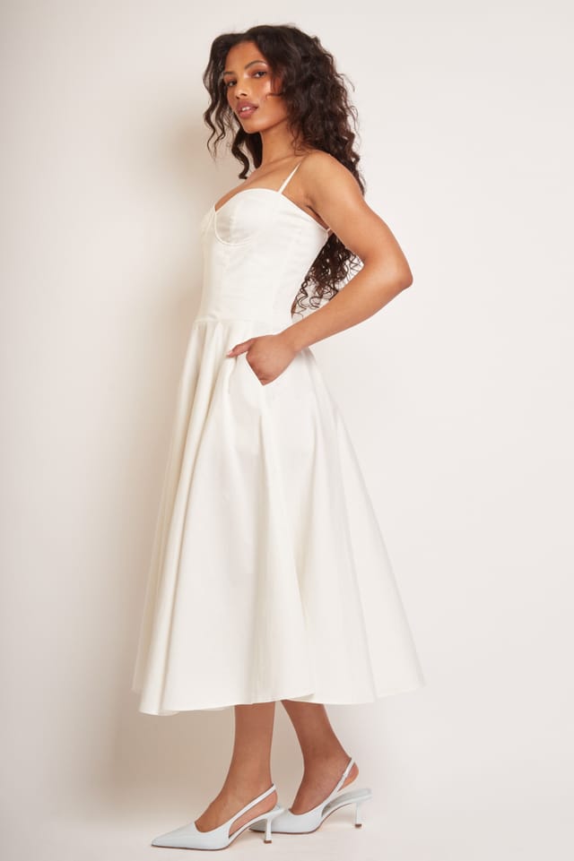 Jaded Rose Jaded Rose Women's Jade Vanilla Corset Midi Dress in White - 3