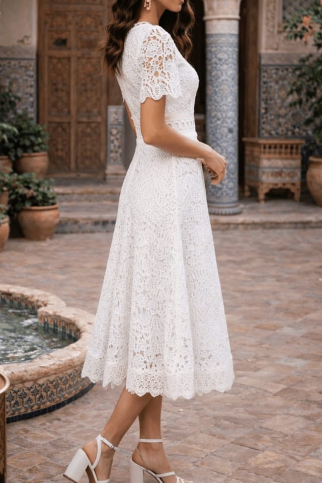 Style Cheat Style Cheat Women's White Broderie Lace Midi Dress - 2