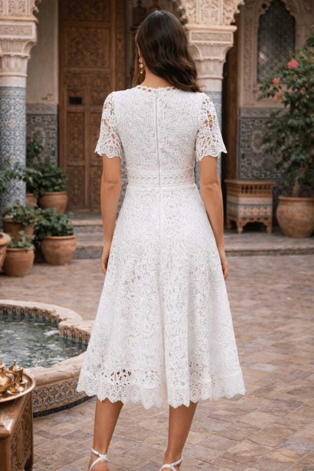 Style Cheat Style Cheat Women's White Broderie Lace Midi Dress - 3