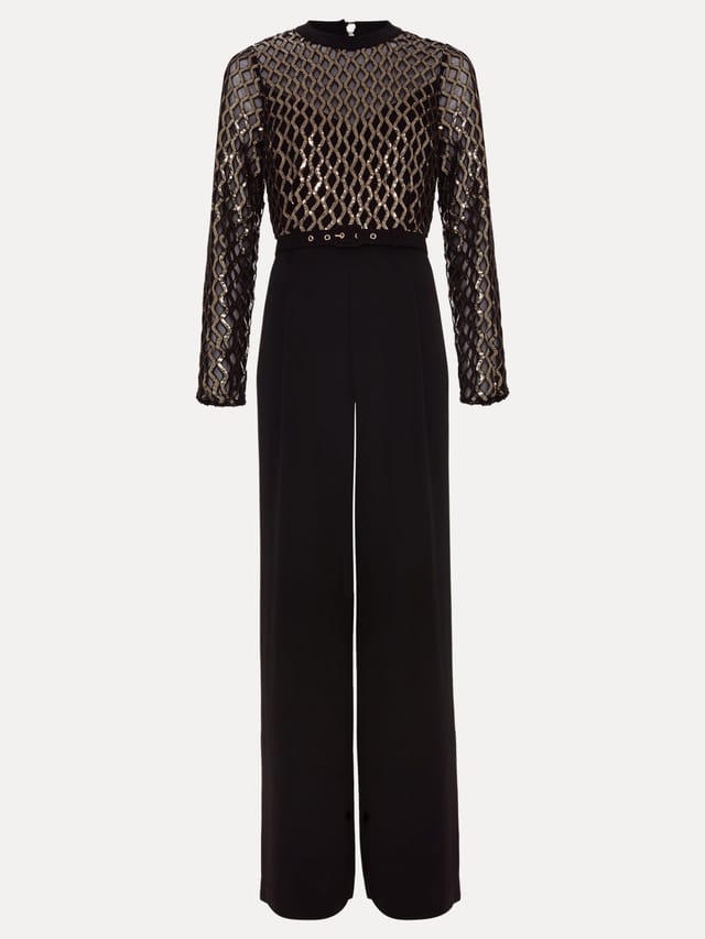 Phase Eight Phase Eight Women's Amelia Sequin Bodice Jumpsuit in Black - 2