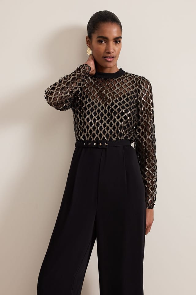 Phase Eight Phase Eight Women's Amelia Sequin Bodice Jumpsuit in Black - 3
