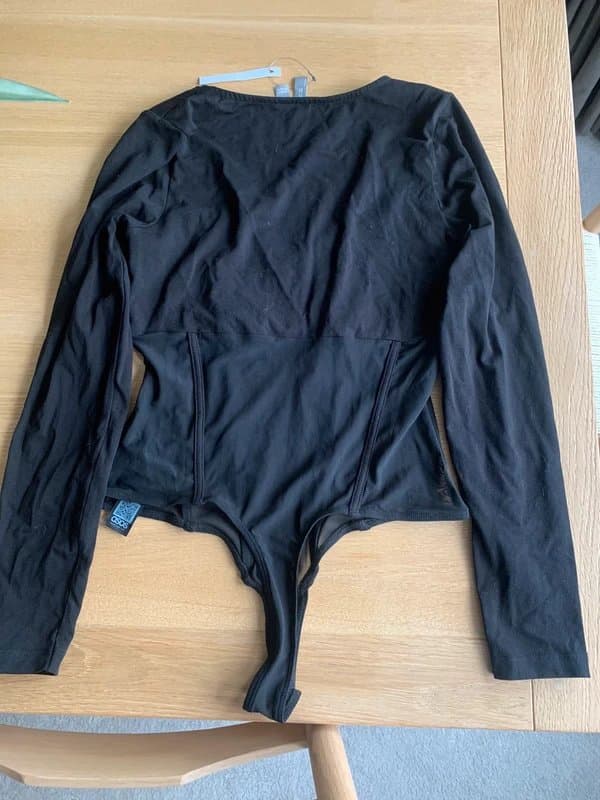 ASOS ASOS Luxe cotton/mesh black bodysuit (size 10)