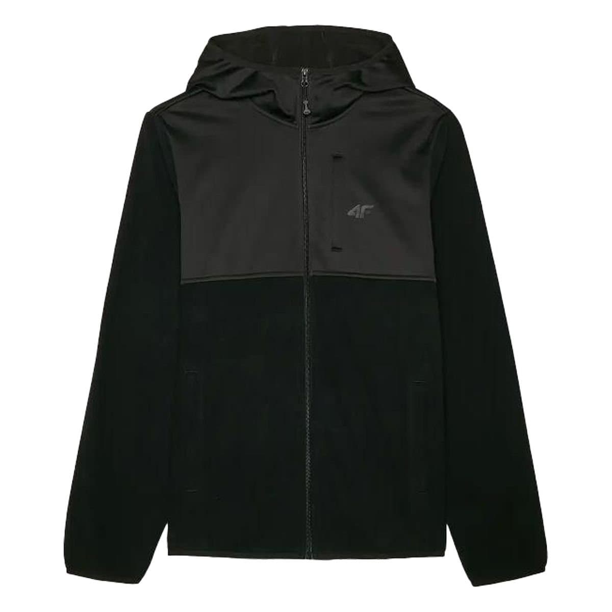 4F 4F Men's WAW24TFLEM269 Full Zip Hoodie in Black