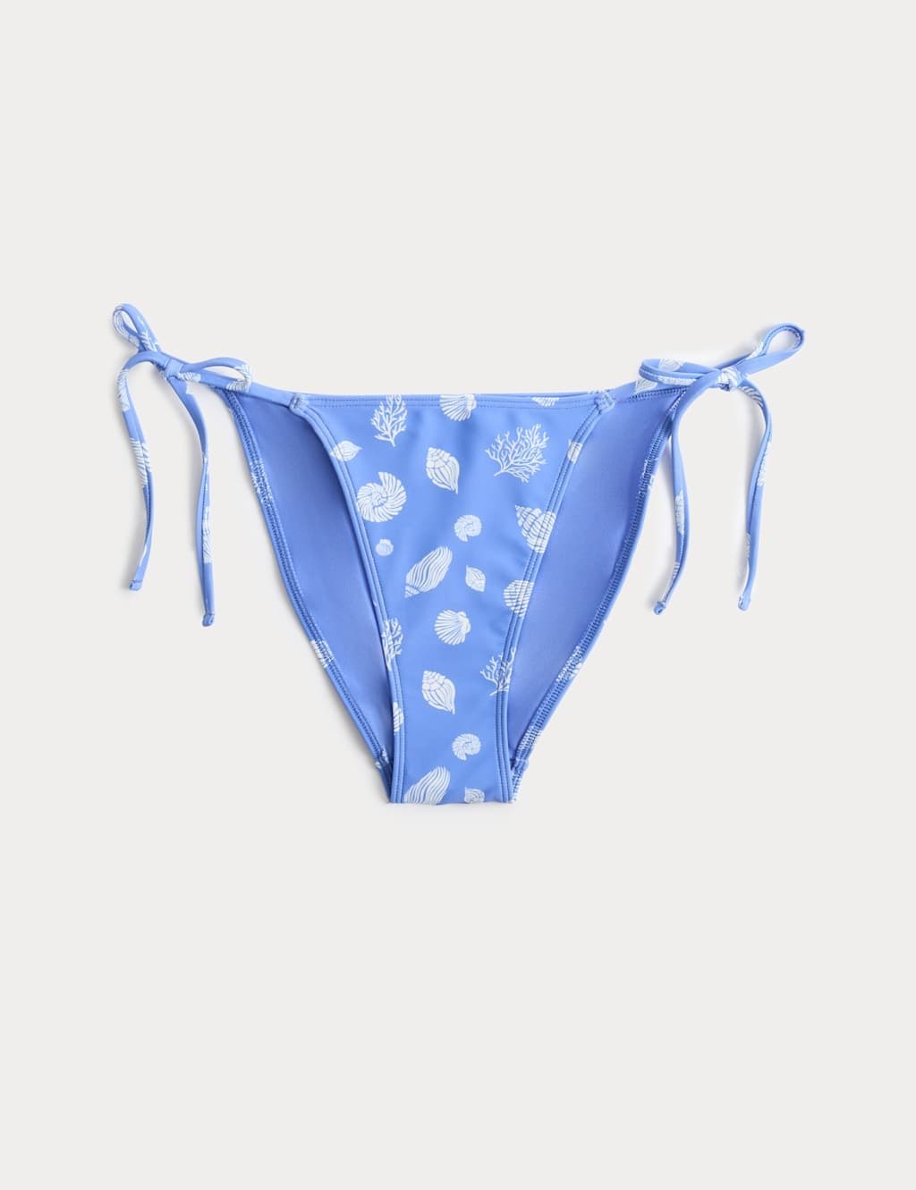 Marks & Spencer M&S Jacquard Tie Side High Leg Bikini Bottoms Blue Mix