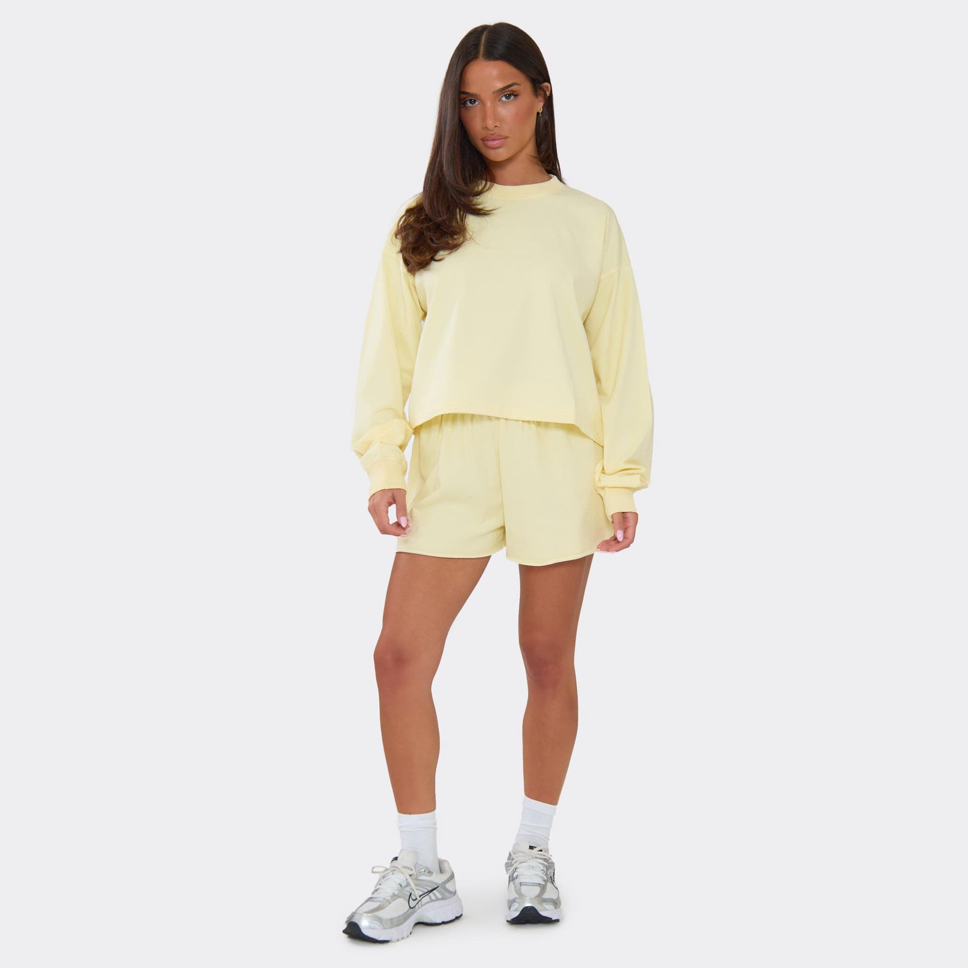 EGO Elasticated Waist Mini Sweat Shorts In Lemon, Women's Size UK 6