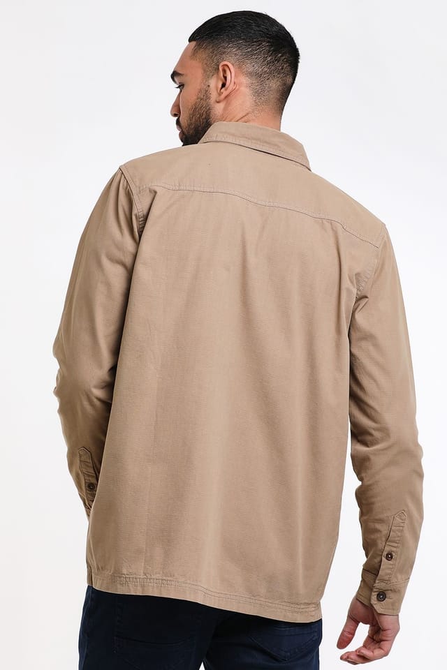Threadbare Threadbare Men's 'Ministry' Lightweight Cotton Shacket in Stone - 2