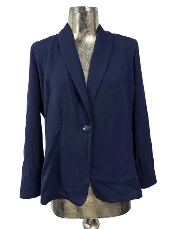 Hudson & Onslow H&O Classic Blazer Size 16 Womens Navy Blue Suit Jacket NEW Pockets EU44 RRP £75