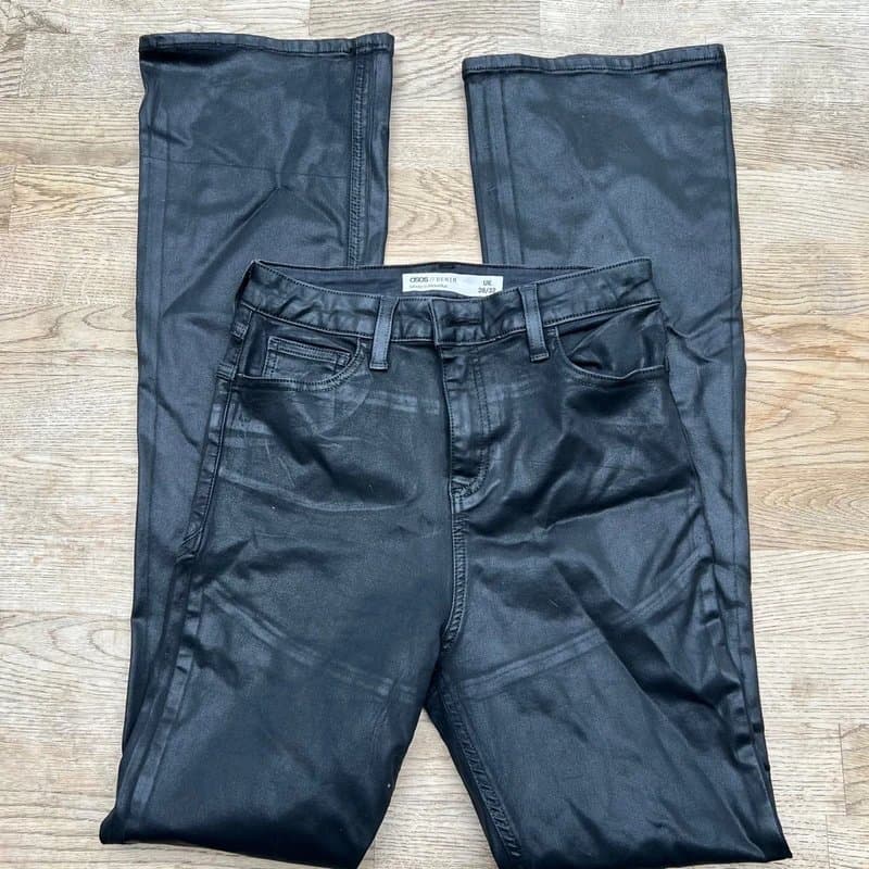 ASOS Leather Look Flared Jeans