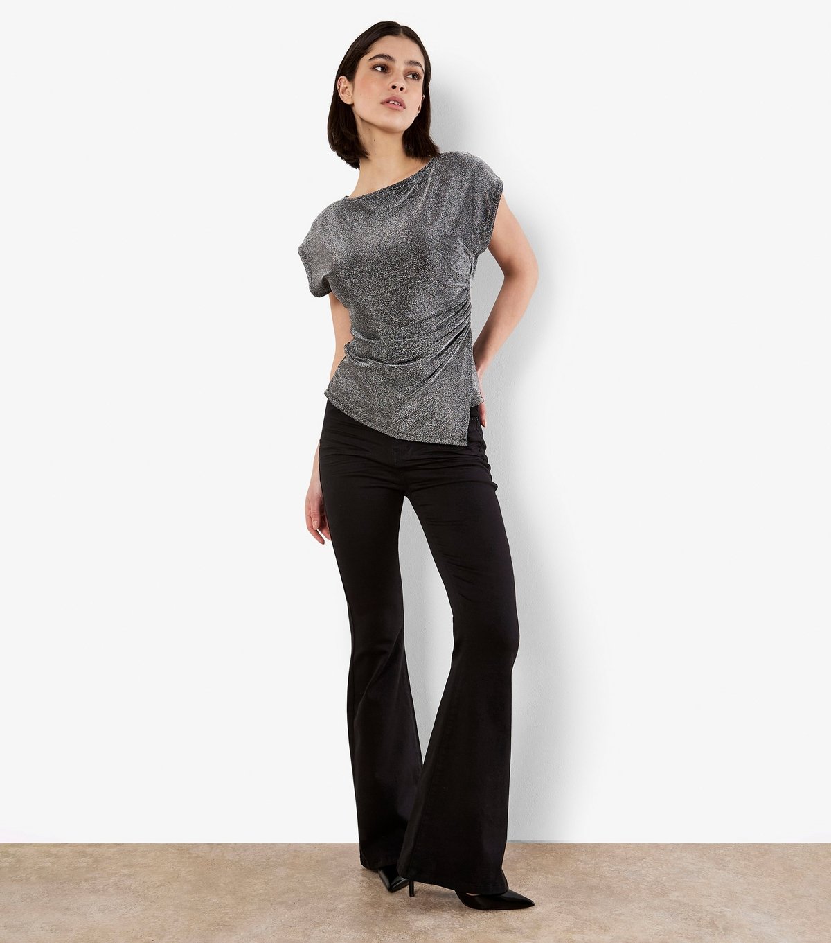 Apricot Women's Silver Sparkle Ruched Wrap Top Apricot New Look - 2