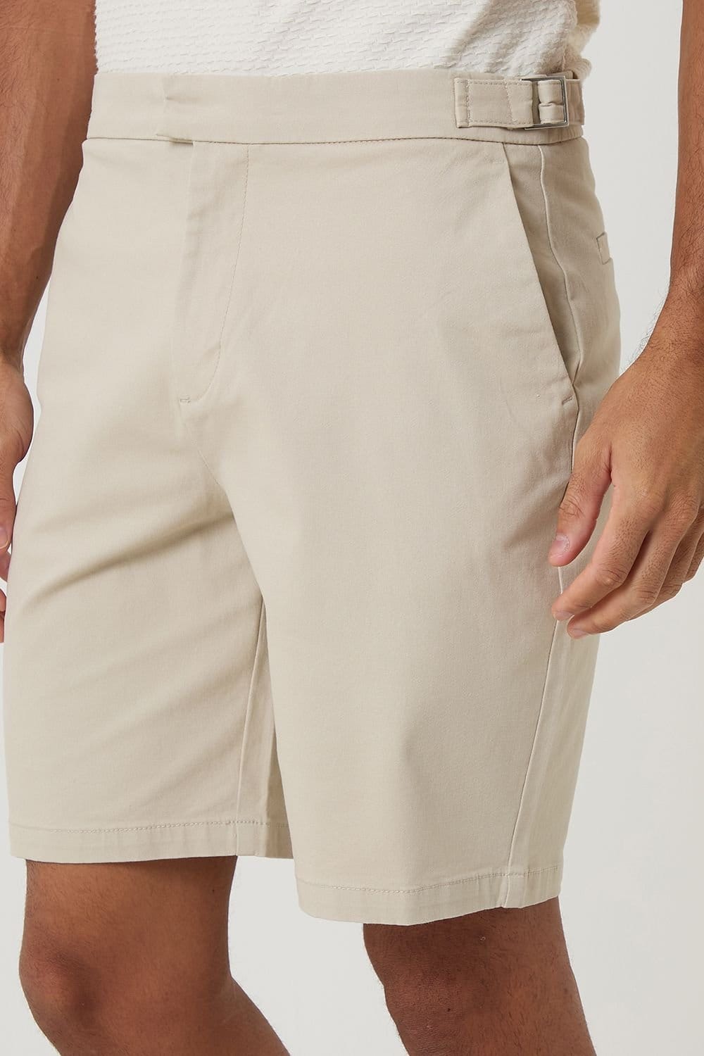 Threadbare threadbare Men's Regular Fit Stretch Chino Shorts in Light Stone - 4