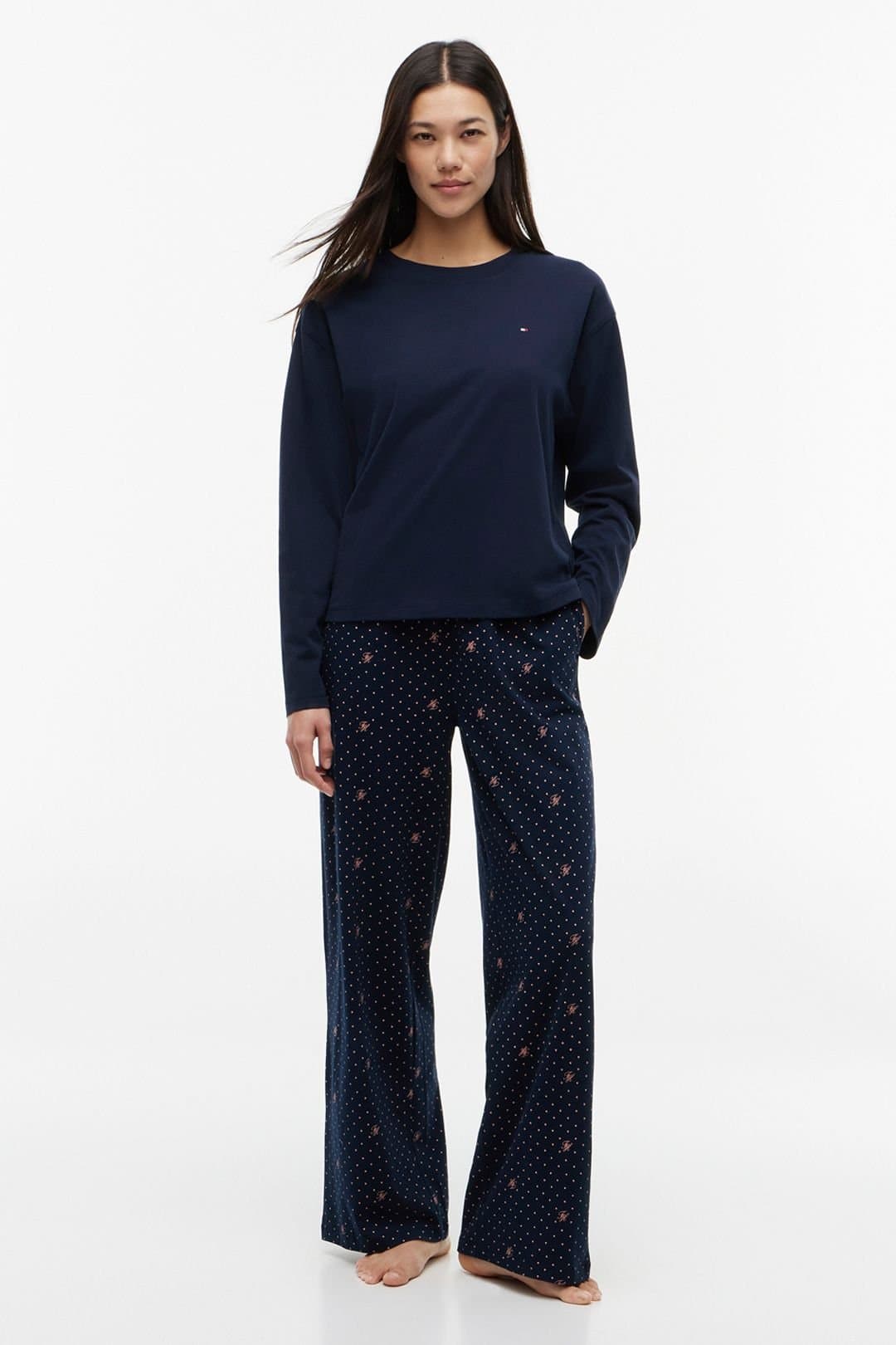 Tommy Hilfiger Tommy Hilfiger Women's Jersey Pyjama Set Dark Blue/Navy Print in Navy