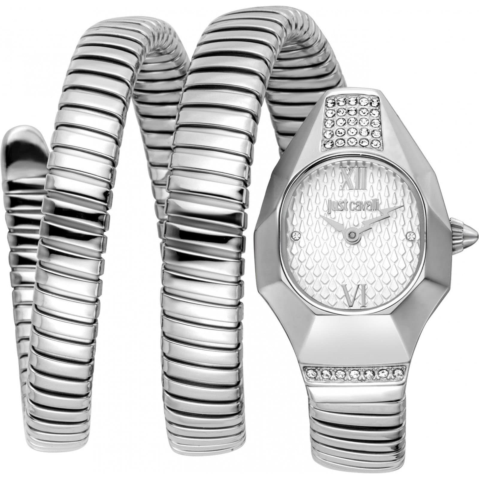 Just Cavalli Just Cavalli Women's JC1L397M0015 Signature Snake 24mm Quartz Watch in Silver