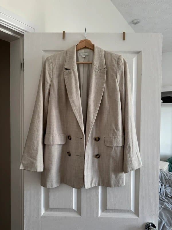 Topshop Topshop beige linen look blazer