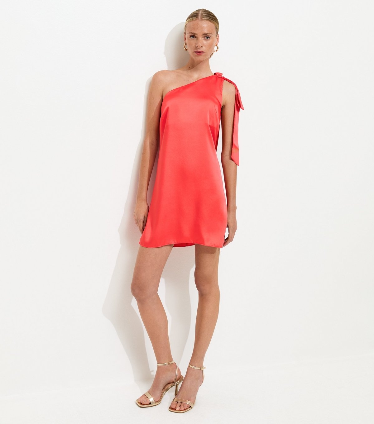 New Look Women's Light Coral Satin One Shoulder Mini Dress New Look - 2