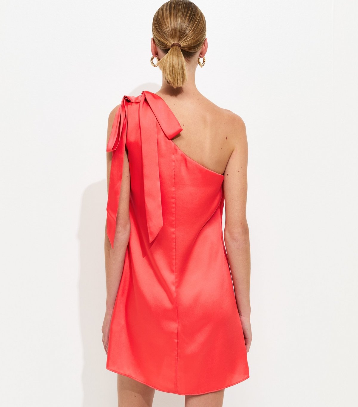 New Look Women's Light Coral Satin One Shoulder Mini Dress New Look - 4