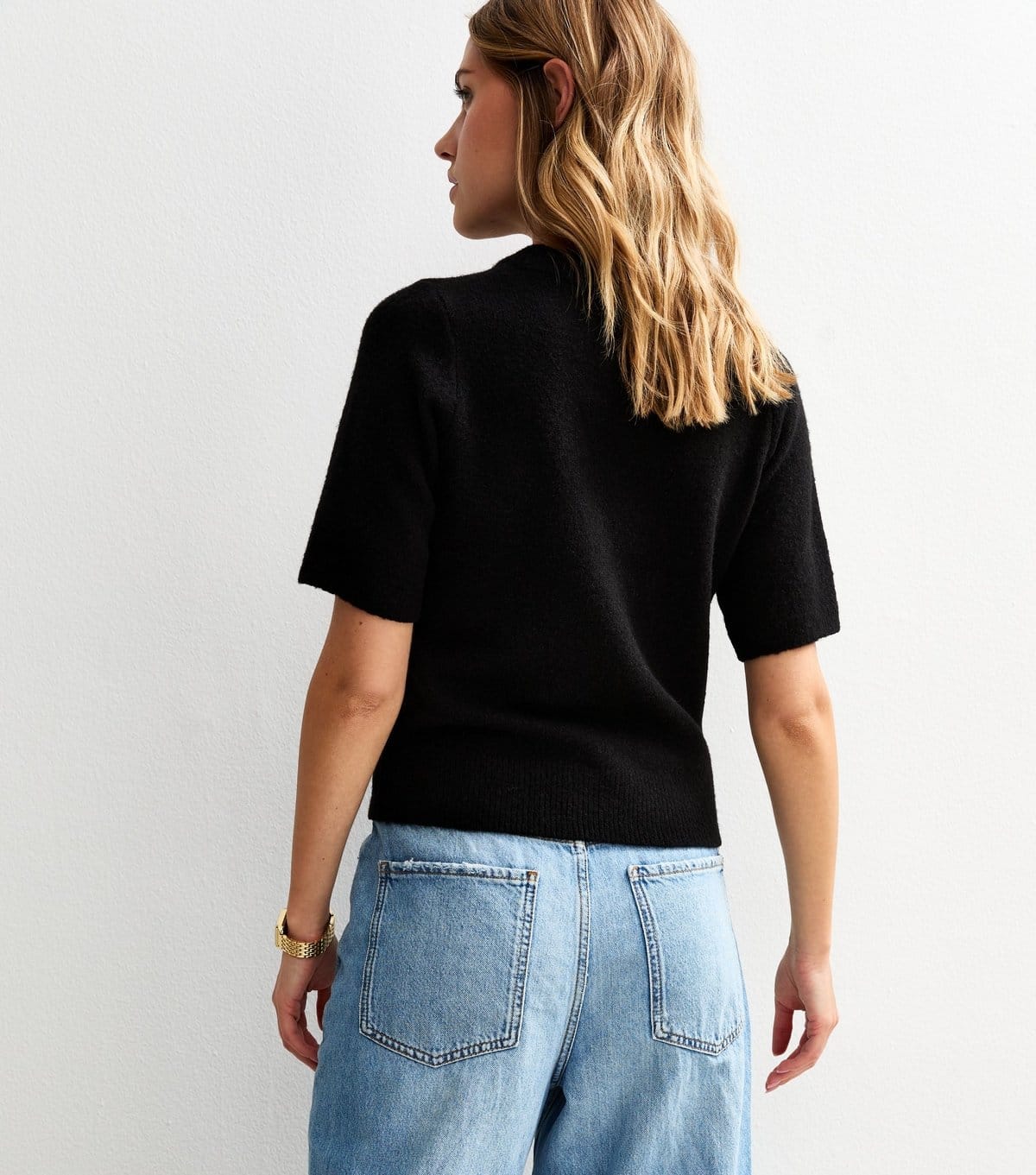 New Look Women's Black Short Sleeve Midweight Knit T-Shirt New Look - 4