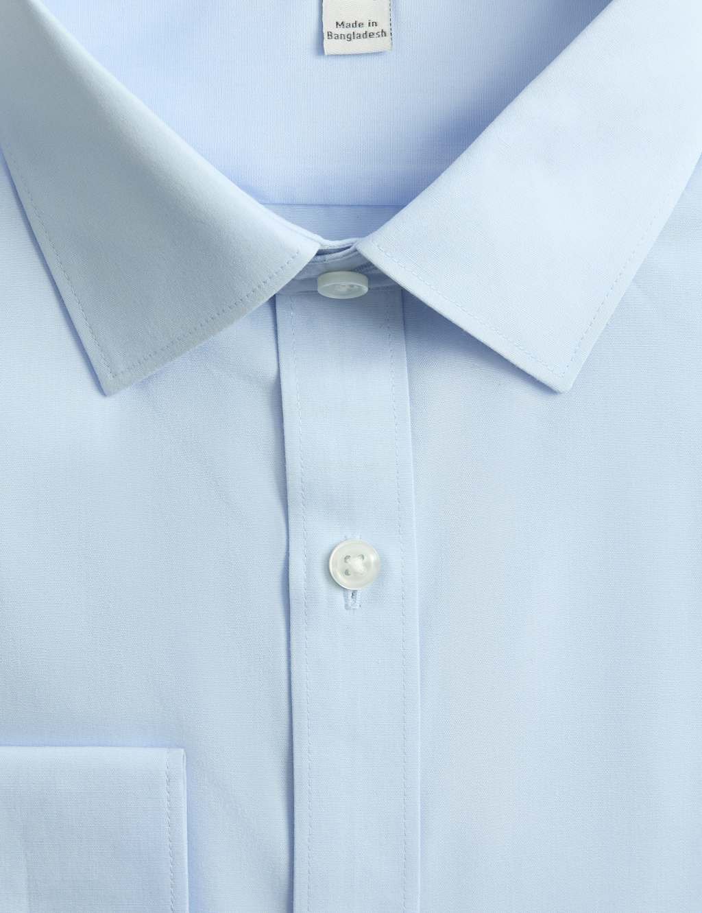 Marks & Spencer M&S Regular Fit Easy Iron Cotton Blend Shirt Light Blue - 2