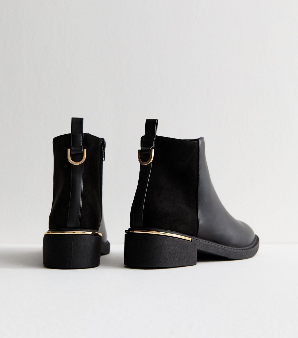 New Look Women's Black Faux Leather Metal Trim Chelsea Boots Vegan New Look - 4