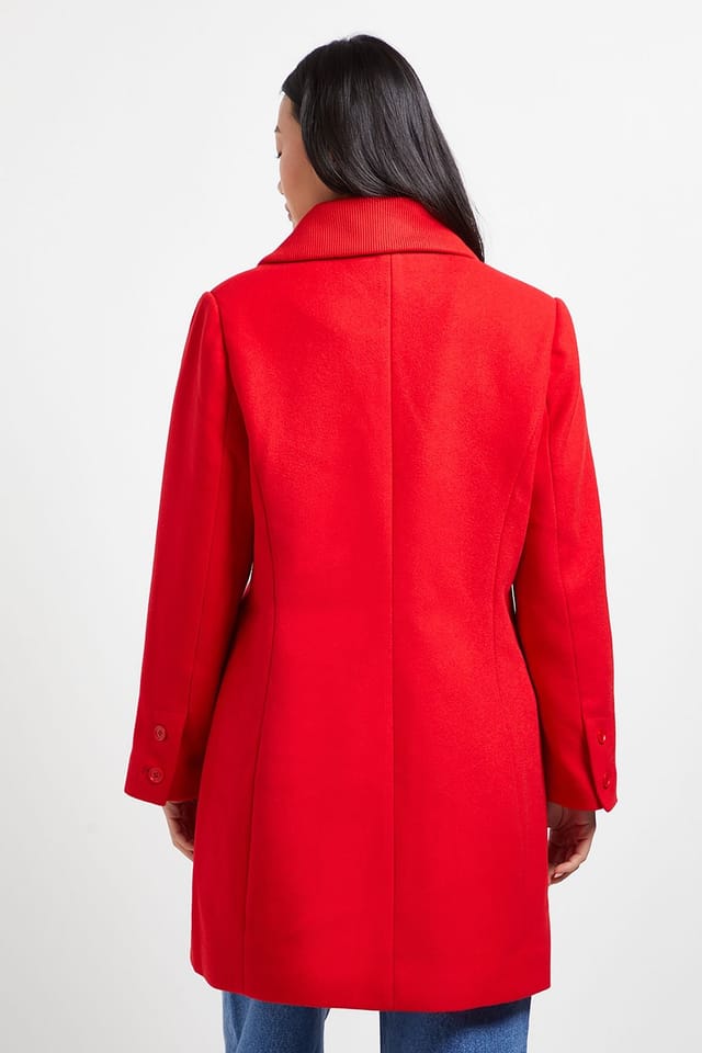 Dorothy Perkins Dorothy Perkins Women's Petite Funnel Collar Single Breasted Midi Coat in Red - 3