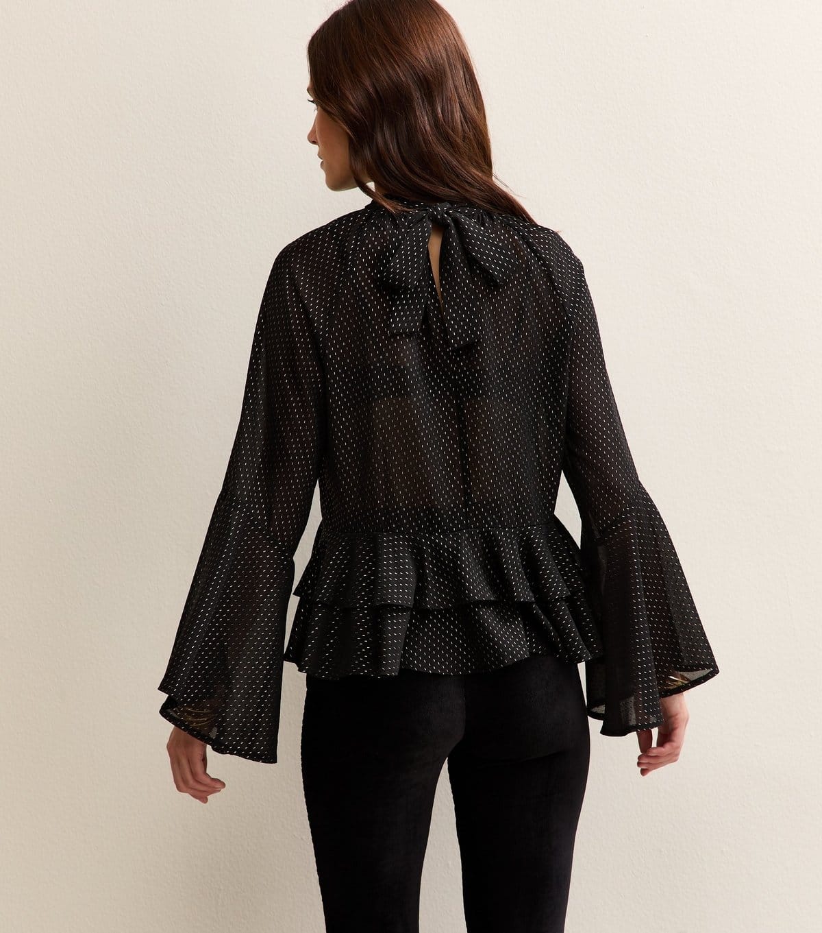 New Look Women's Black Metallic Detail High Neck Blouse New Look - 4