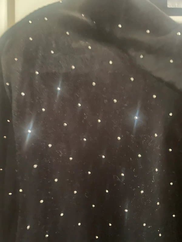 Never Fully Dressed Never fully dressed black velvet blouse with silver diamantés size 16