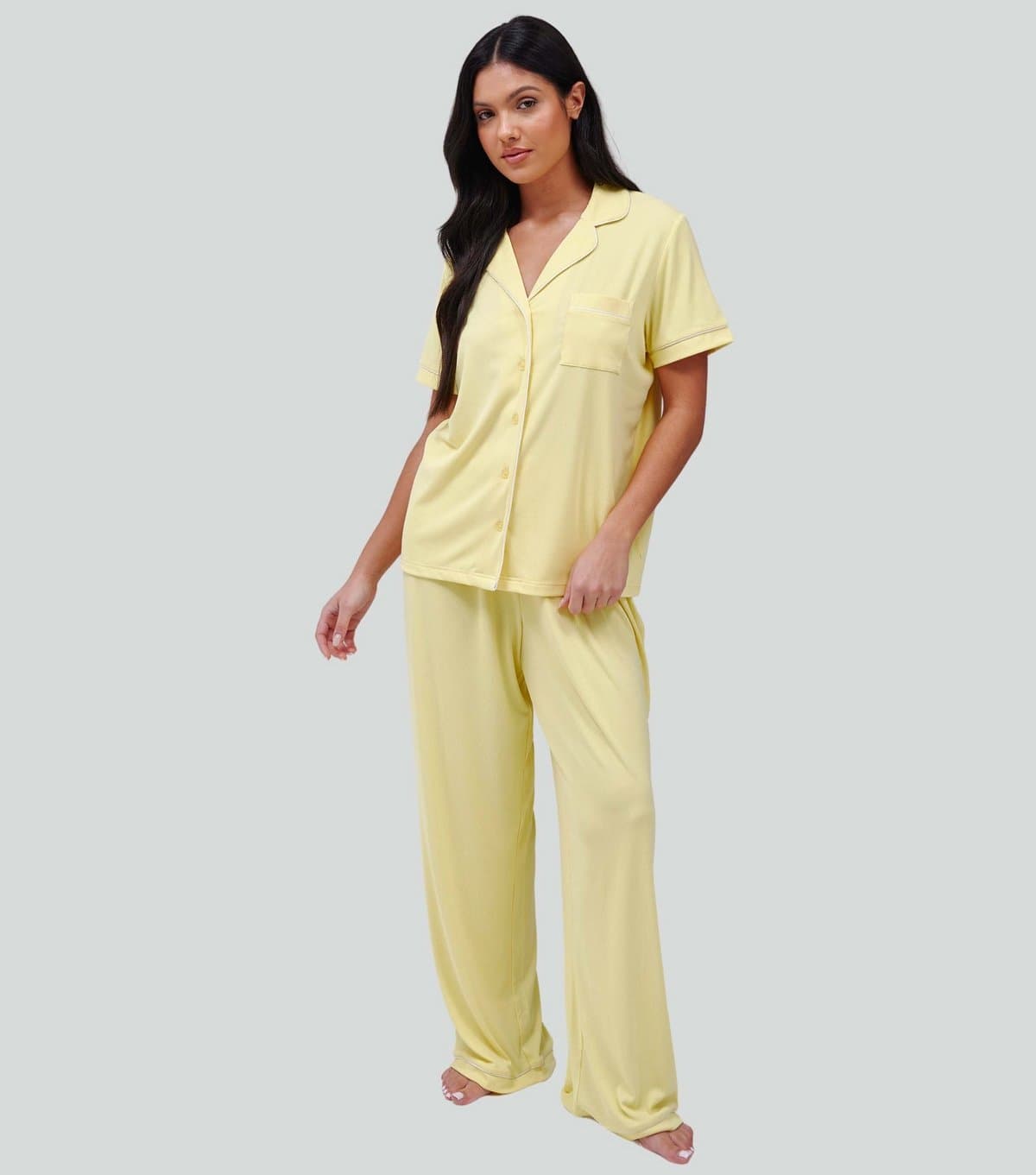 Loungeable Women's Light Yellow Shirt and Trousers Pyjama Set Loungeable New Look
