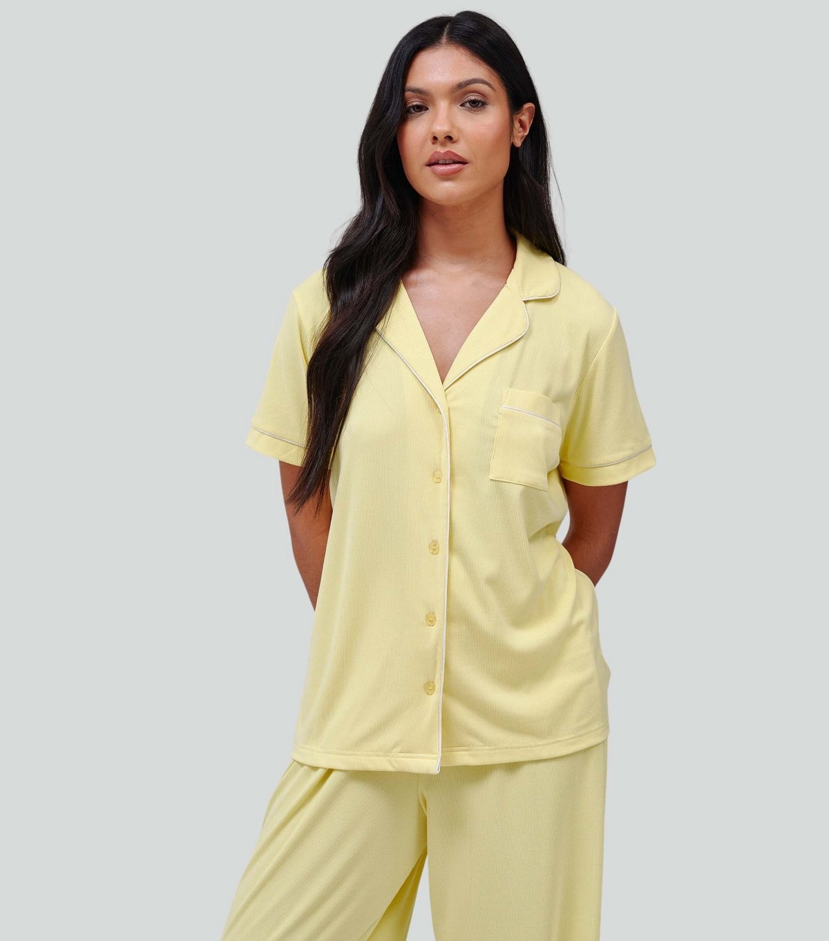 Loungeable Women's Light Yellow Shirt and Trousers Pyjama Set Loungeable New Look - 3