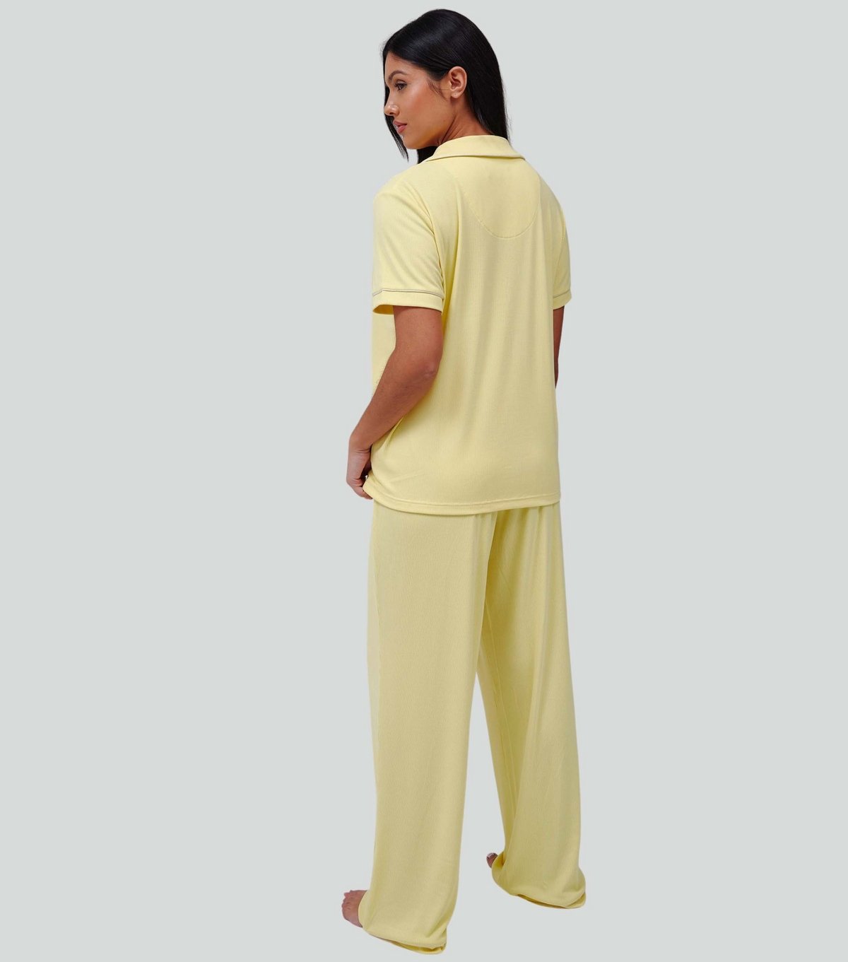 Loungeable Women's Light Yellow Shirt and Trousers Pyjama Set Loungeable New Look - 4