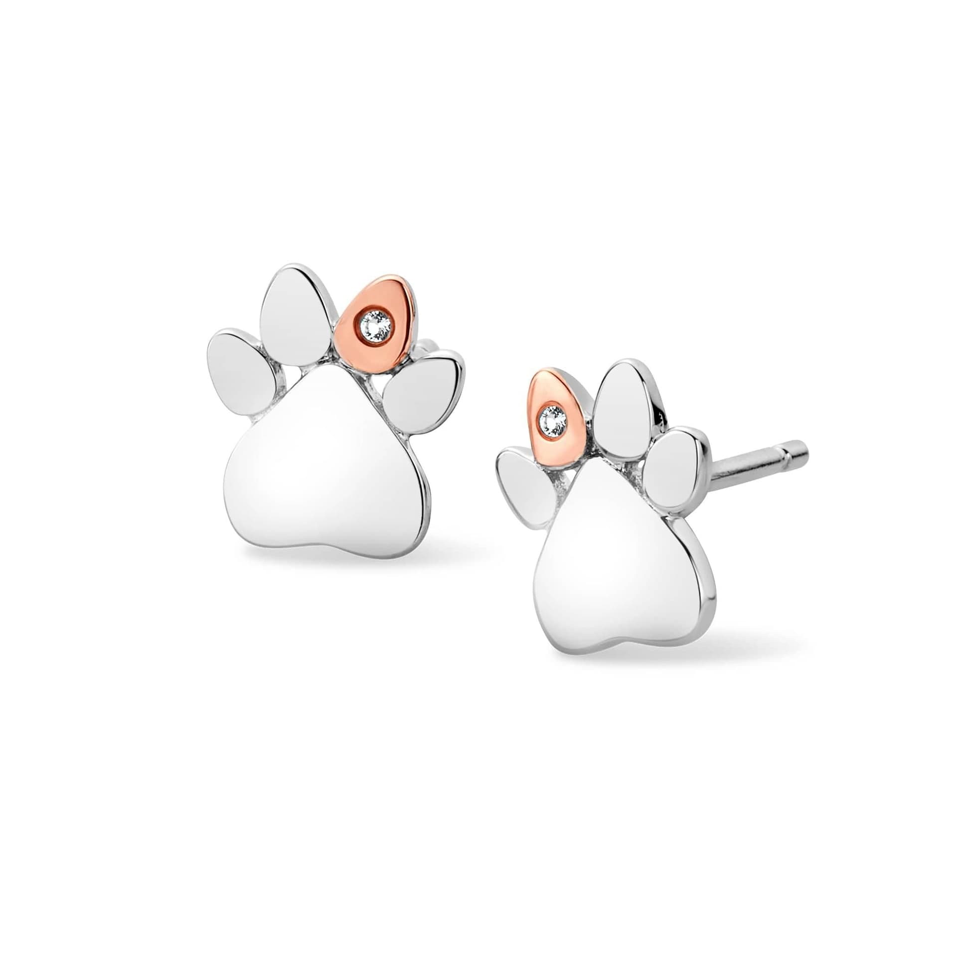 Clogau Clogau Women's Paw Prints Sterling Silver Stud Earrings with Topaz in Metallics