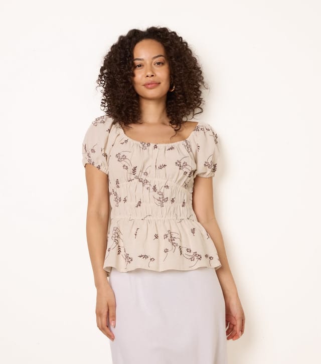 Blue Vanilla Women's Stone Floral Embroidered Peplum Blouse Blue Vanilla New Look - 3