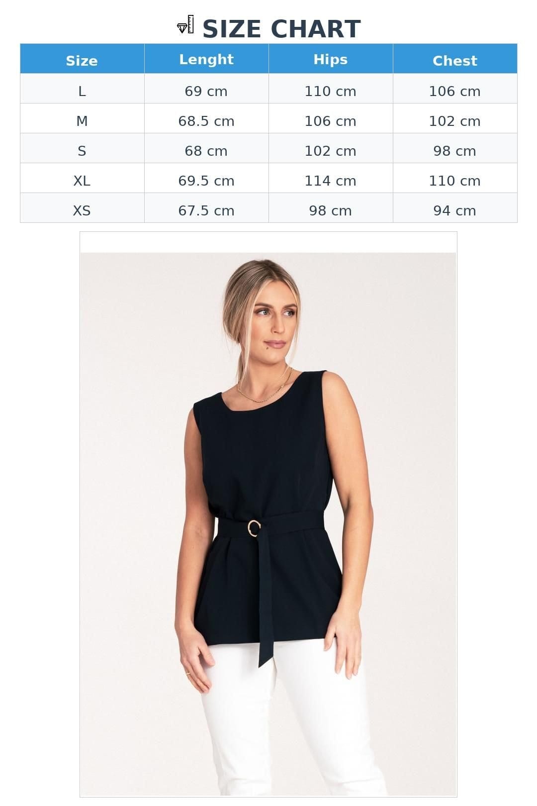 Love Lace Love Lace Women's Trapeze Boat Neck Blouse with Gold Belt Buckle in Blue - 4
