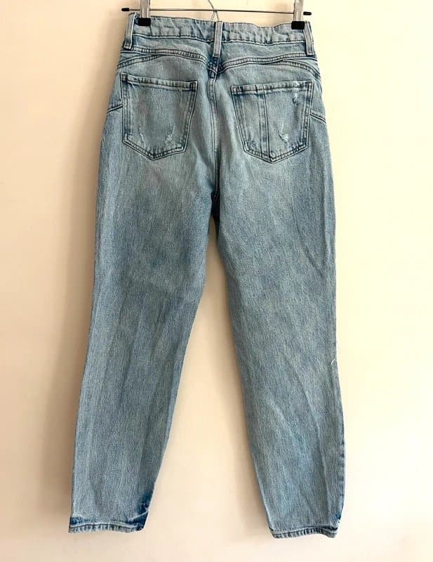 River Island River Island Ripped Distressed Mom Jeans Light Wash Denim Straight Leg UK10 Y2K