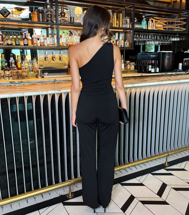 AX Paris Women's Black Draped One Shoulder Jumpsuit AX Paris New Look - 3