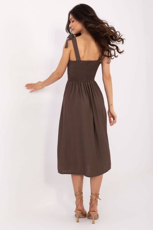Love Lace Love Lace Women's Light Flared Summer Sundress with Sweetheart Neck in Brown - 3