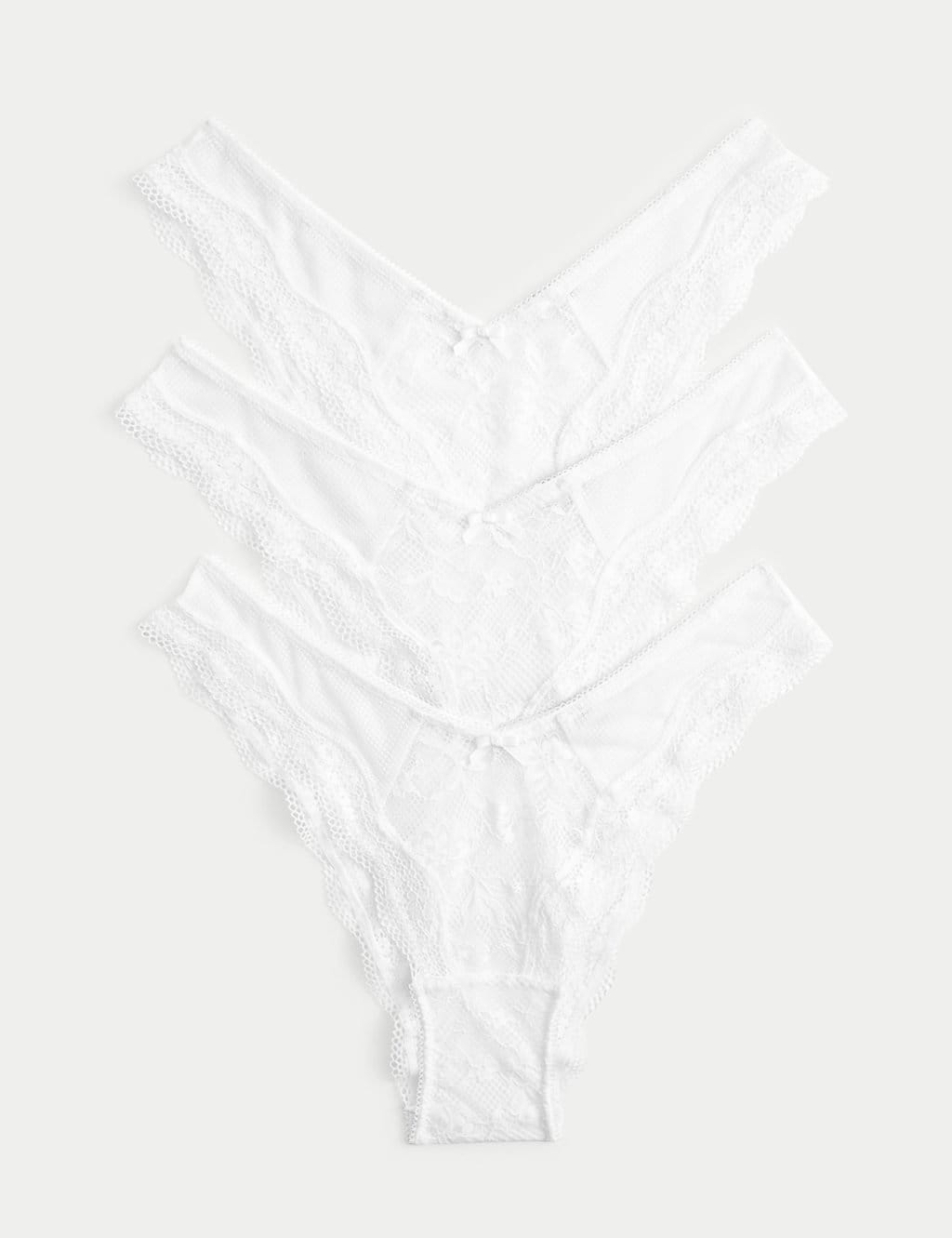 Marks & Spencer M&S 3pk Jasmine Lace Miami Knickers White - 1