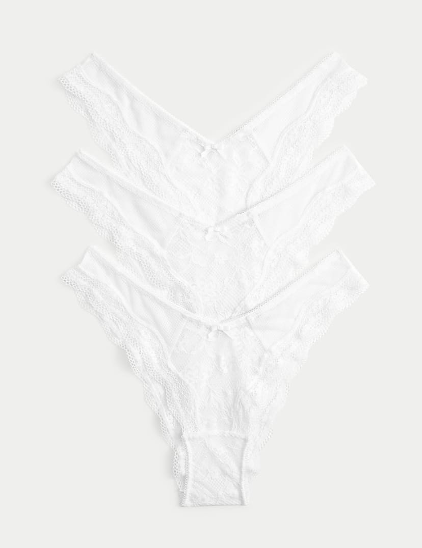 Marks & Spencer M&S 3pk Jasmine Lace Miami Knickers White - 1