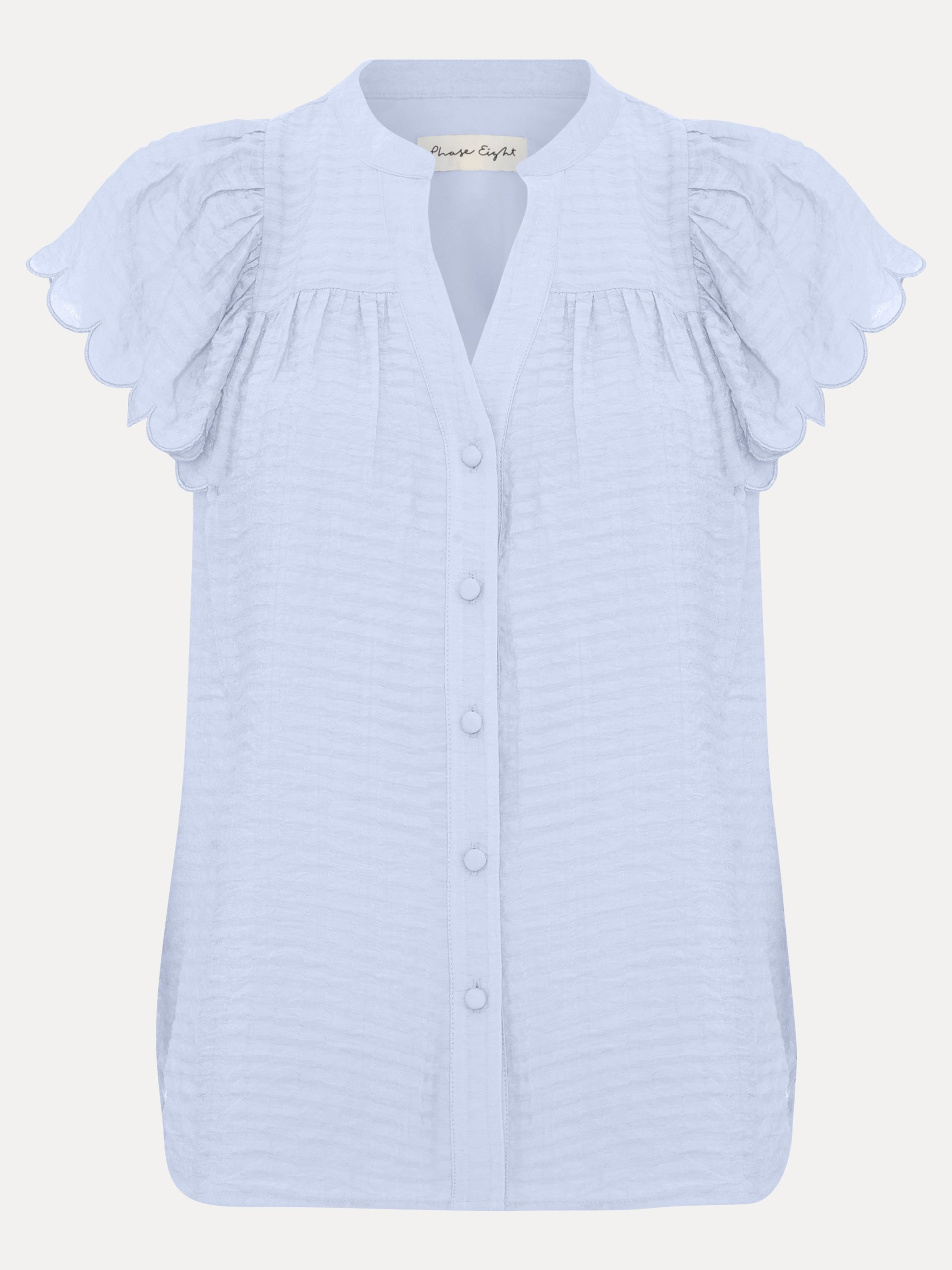 Phase Eight Phase Eight Women's Aleasha Scallop Sleeve V-Neck Blouse in Baby Blue - 2
