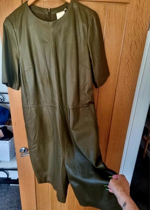 ASOS Asos Soft Leather Khaki Playsuit 14