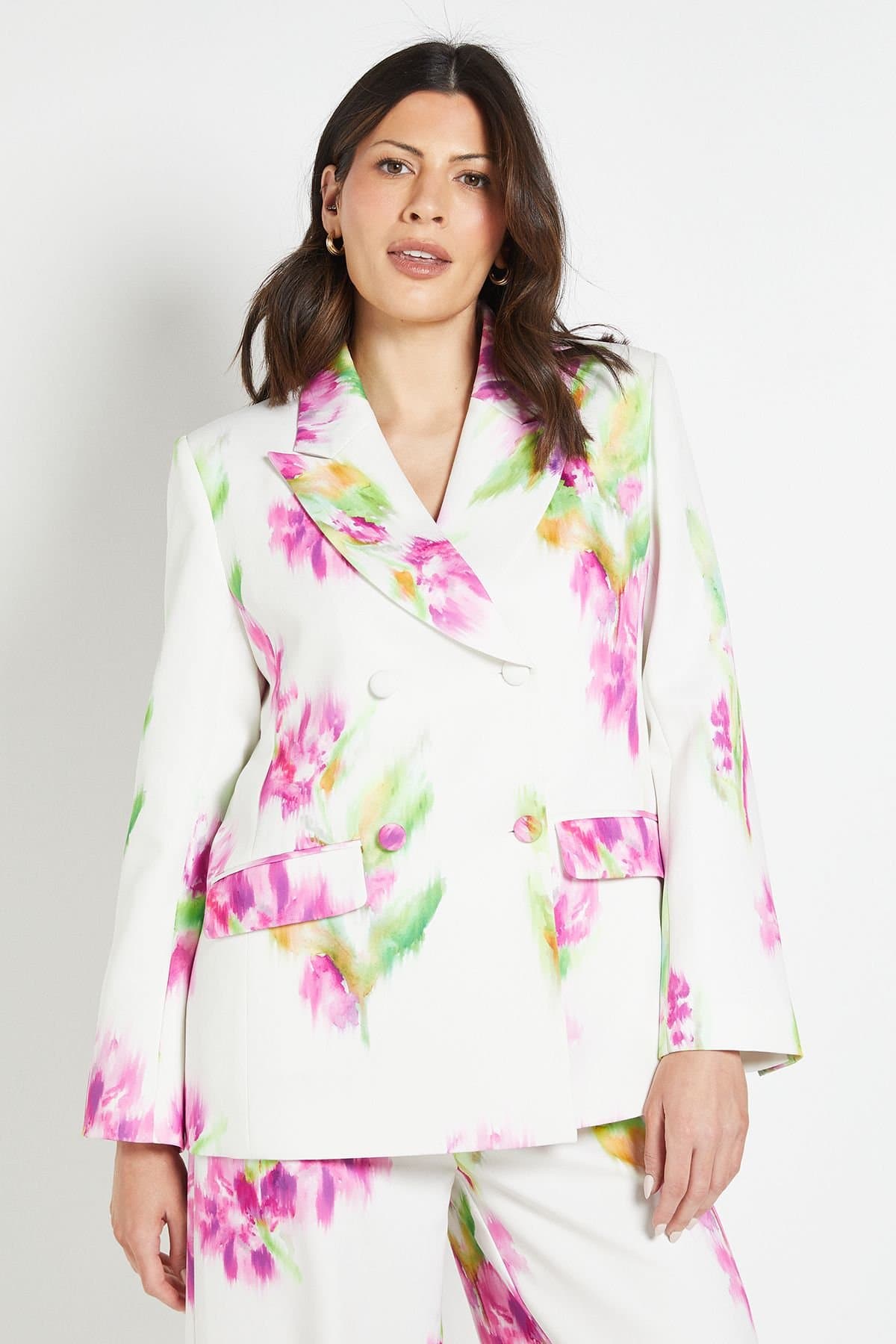 Wallis Wallis Women's Floral Satin Blazer Coord in Ivory