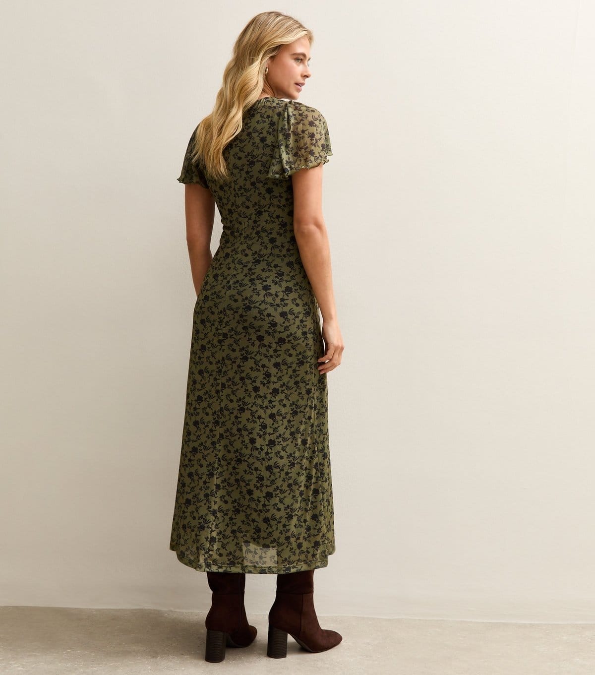 New Look Women's Maternity Khaki Floral Mesh Lace Midi New Look - 4