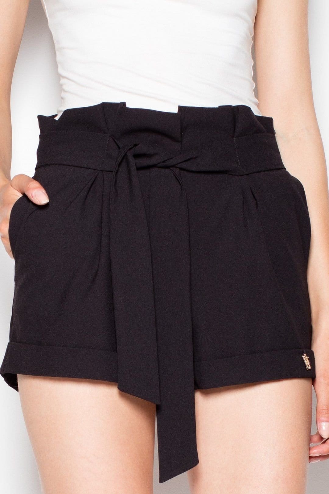 Love Lace Black High Waist Frill Belt Shorts